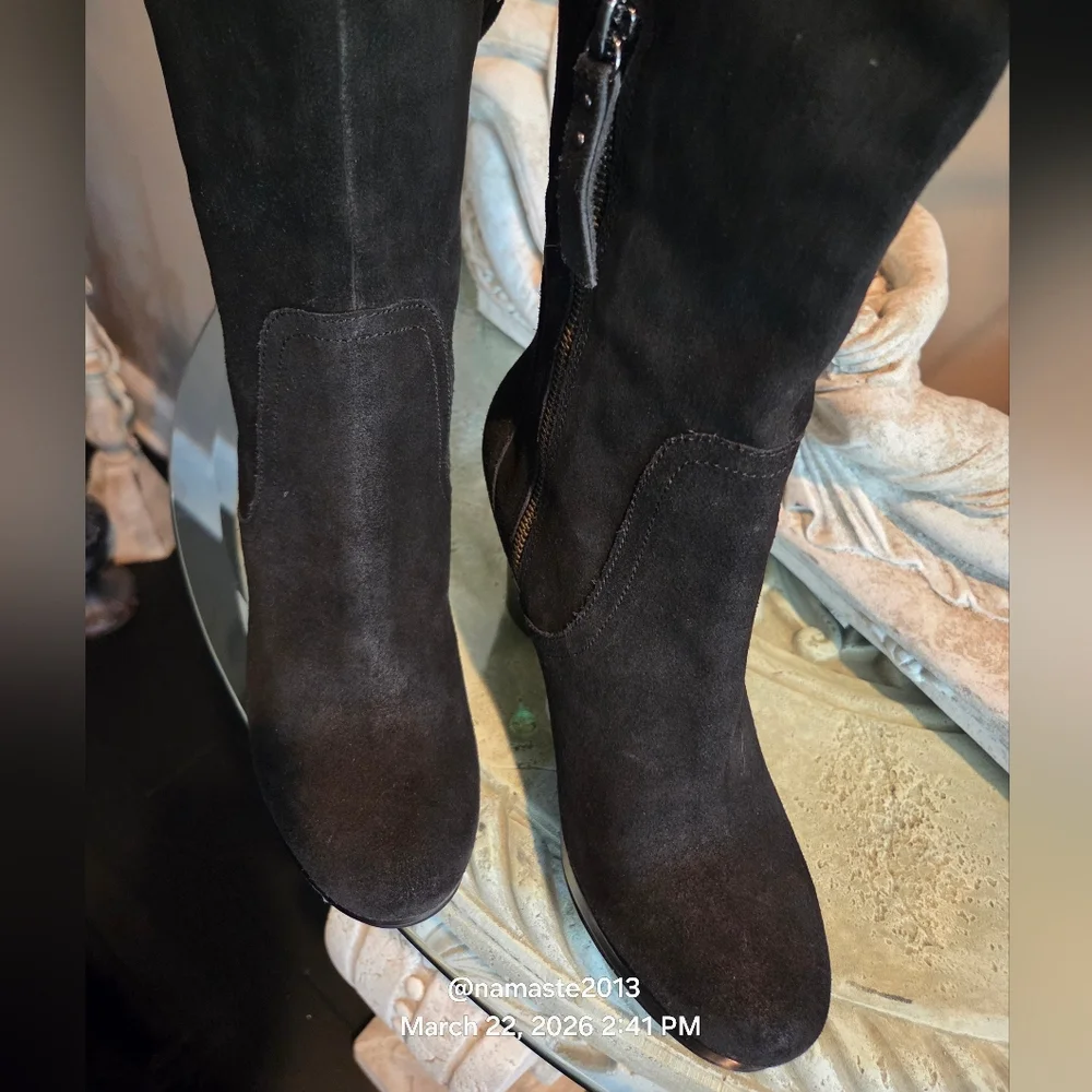 Ugg Ophira Suede Over The Knee Boots Lamb Fur Cuff Designer Heeled Boot #199